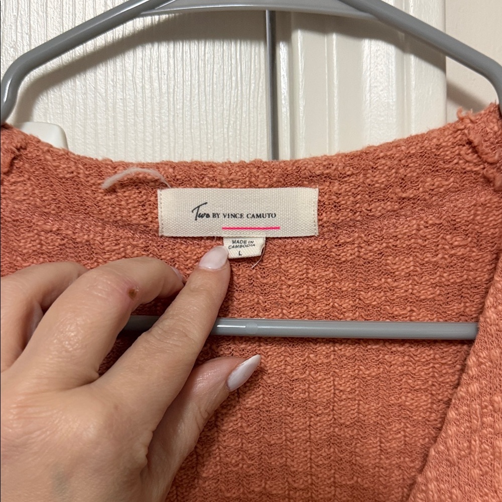 Vince Camuto Cozy V-Neck Button Cardigan Sweater - Rust - Picture 2 of 4